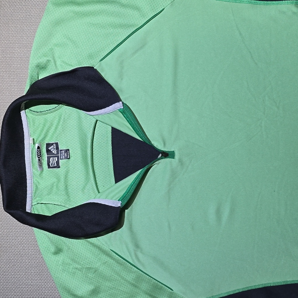 Adidas Polo T-Shirt 1/4 Zip Green Black Mens Size XXL Activewear Sport Jersey - Picture 8 of 16